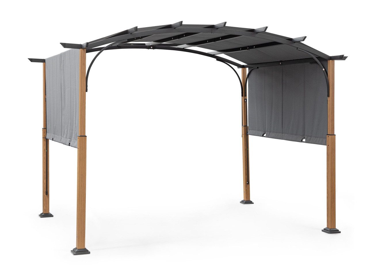 Feeling4Home Pavillon Taormina aus Metall, Natur / Anthrazit, manuell verschiebbares Dach