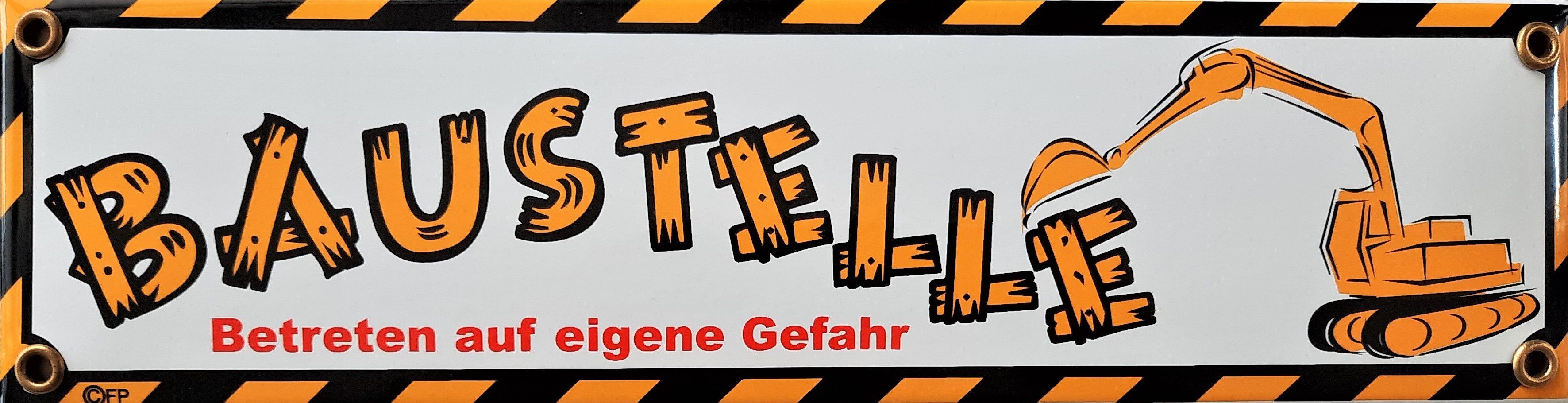 Elina Email Schilder Hinweisschild "Baustelle", (Emaille/Email)
