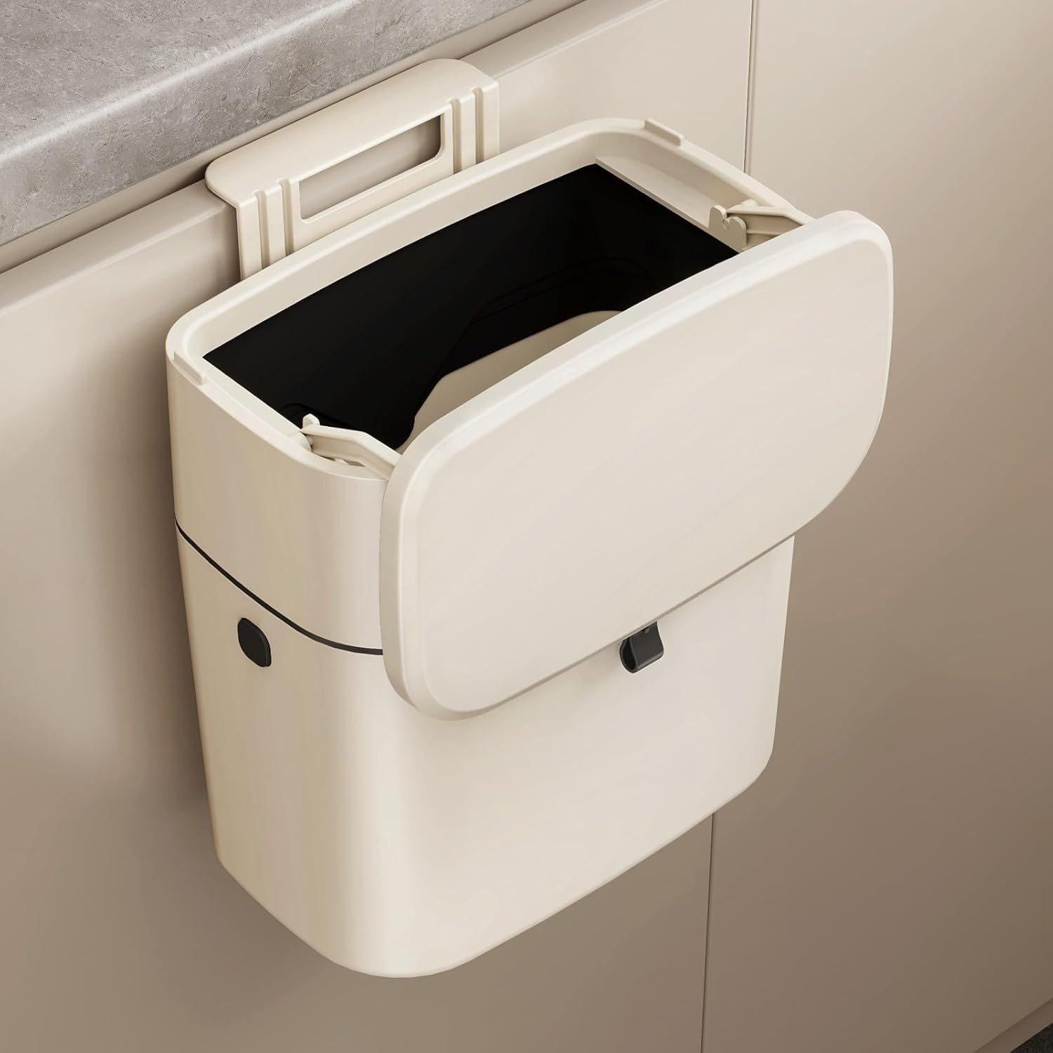 FANNOU Mülltrennsystem 9-Liter Abfalleimer Küche mit Deckel, Küchenabfalleimer Wandmontage Klein Mülleimer Küchen mit Haken
