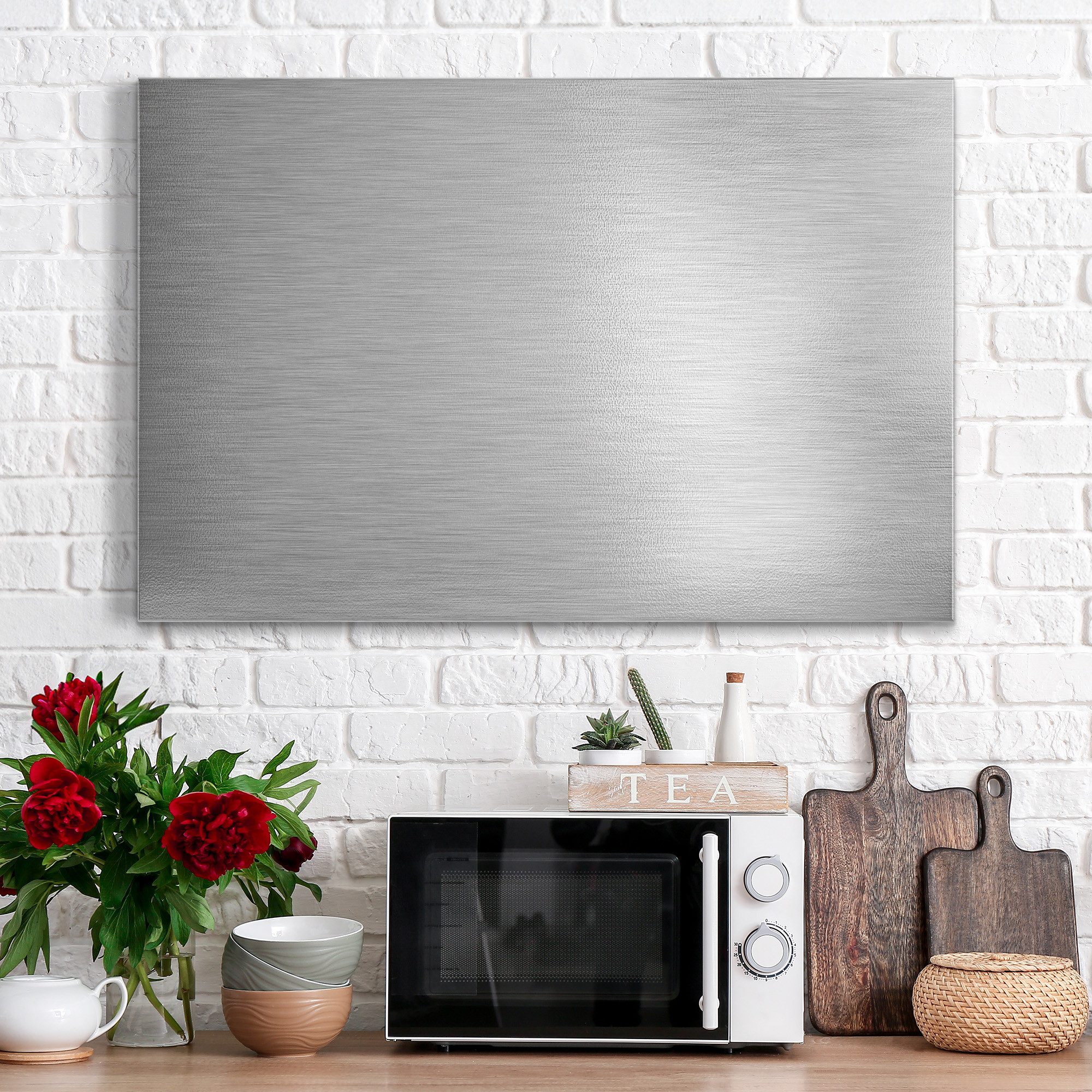 DEQORI Magnettafel 'Gebürsteter Stahl', Metall Whiteboard für alle Magnete, Magnetboard magnetisch