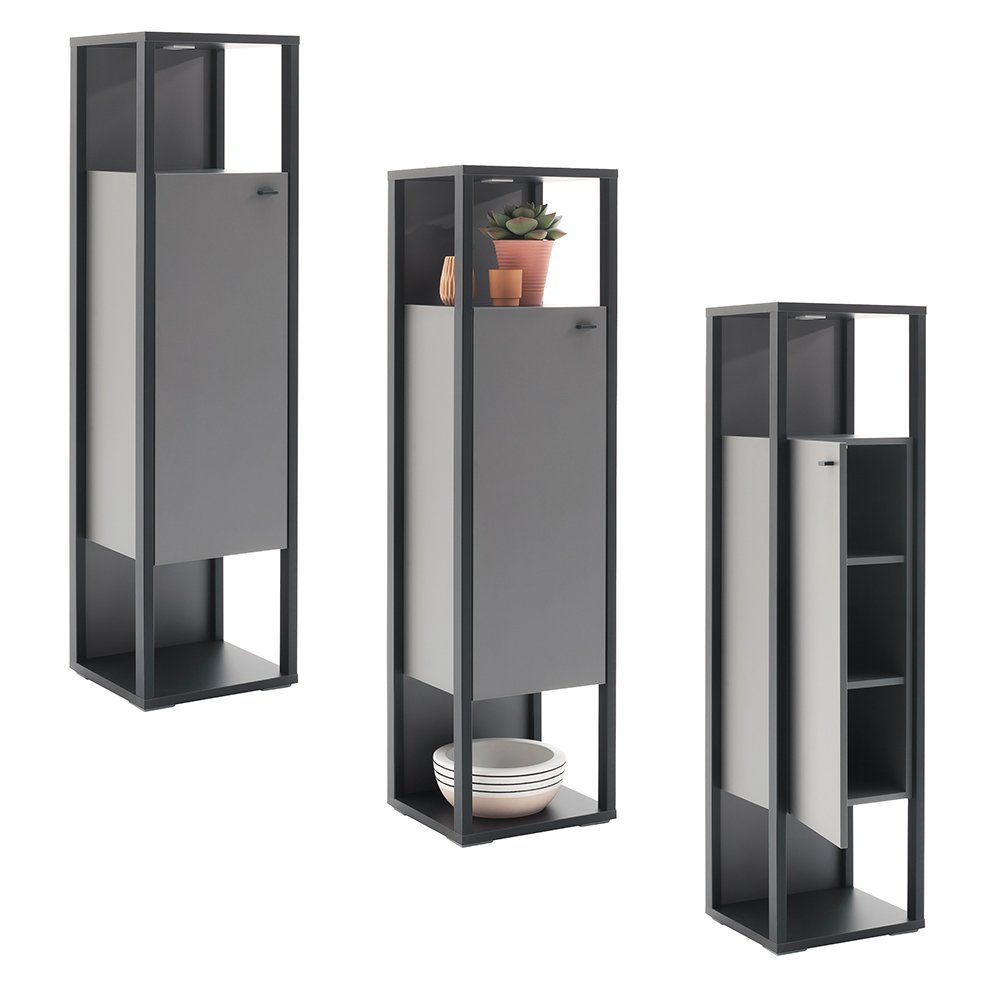 in Lomadox grau LAVAL-05 Highboard mit Set Vitrine anthrazit