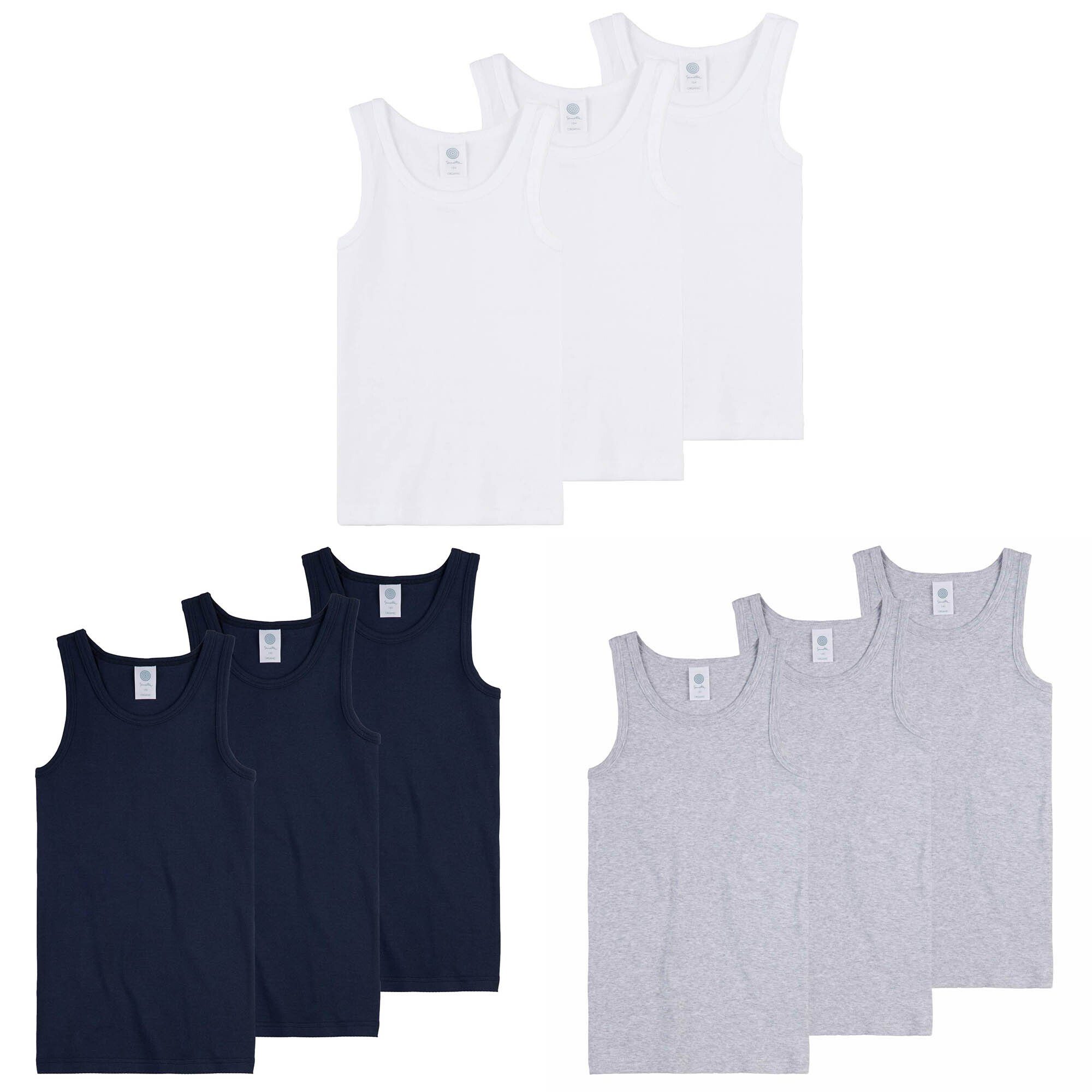Sanetta Unterhemd Jungen Unterhemden 3er Pack Shirts ohne Arm Top Weiß | Unterhemden