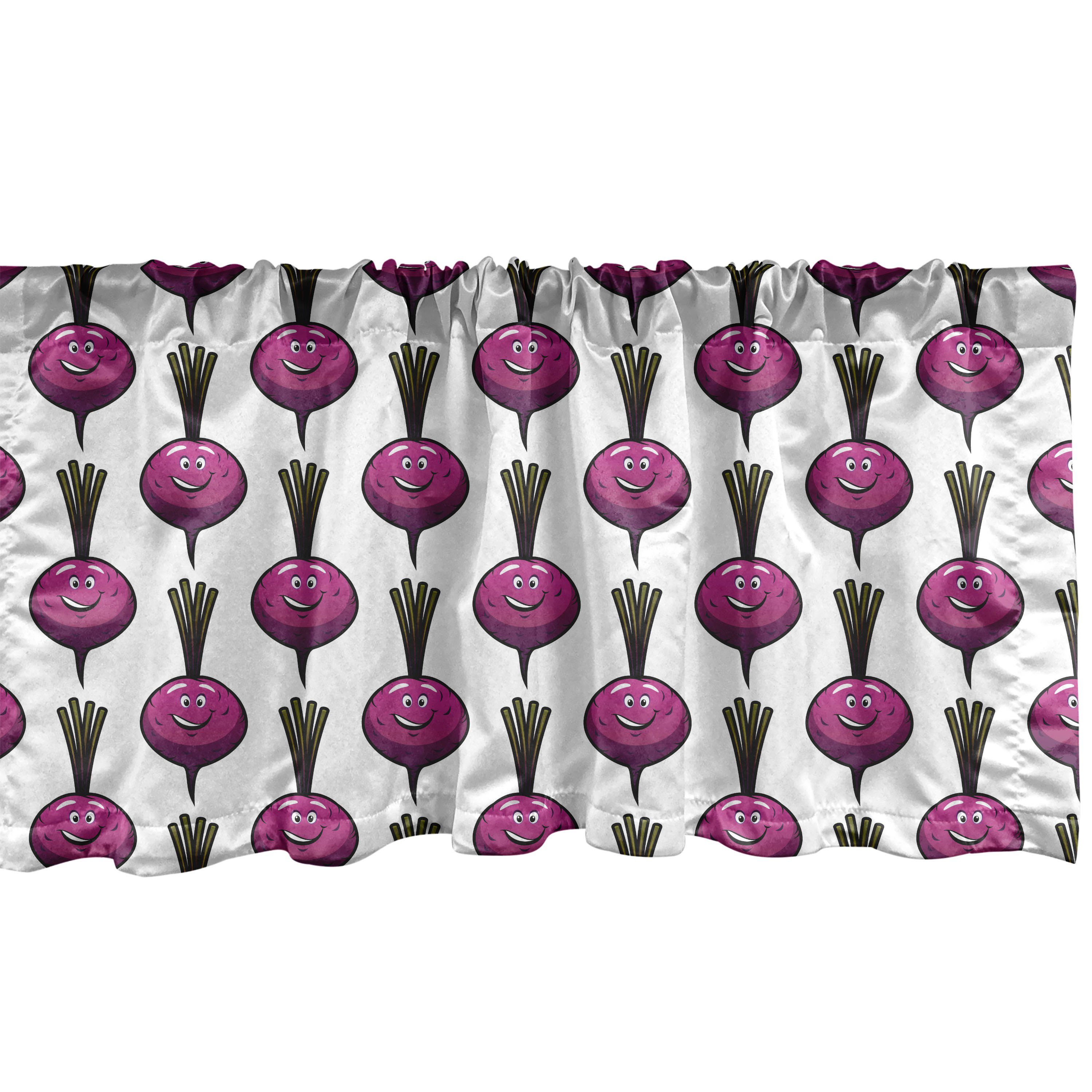 Scheibengardine Vorhang Volant für Küche Schlafzimmer Dekor mit Stangentasche, Abakuhaus, Microfaser, Natur-Kunst Menschliches wie lila Beet