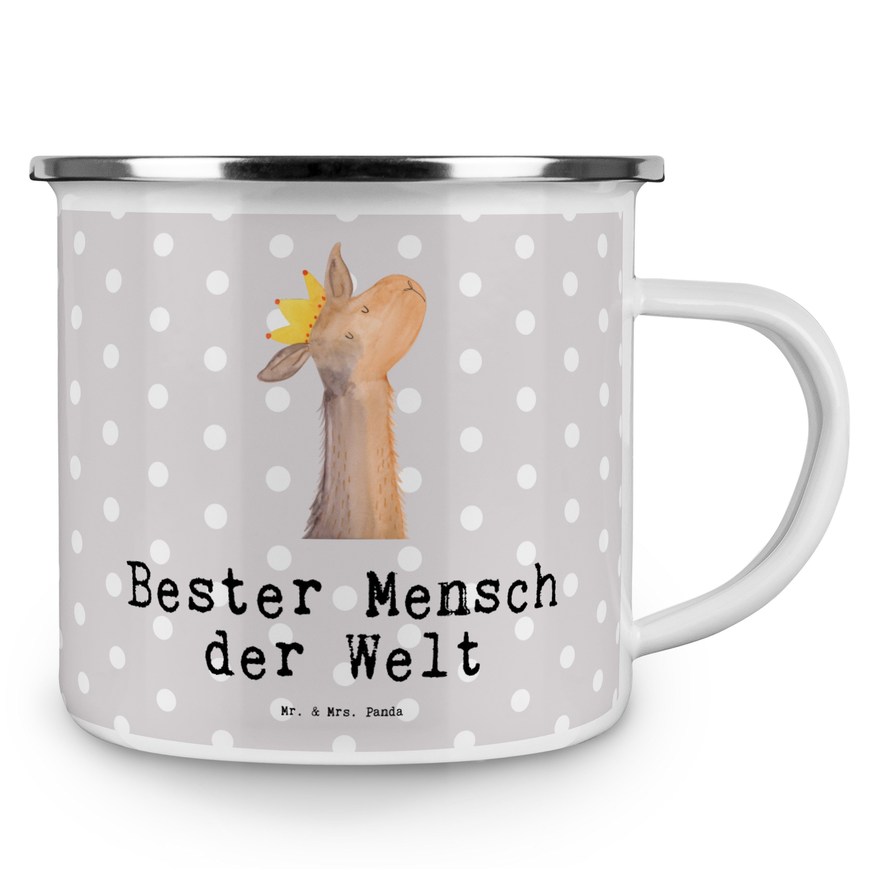 & Becher Liebl, Grau Panda Bester Mr. Welt Geschenk, Lama der Vorbild, - Mensch Pastell Mrs. Emaille -