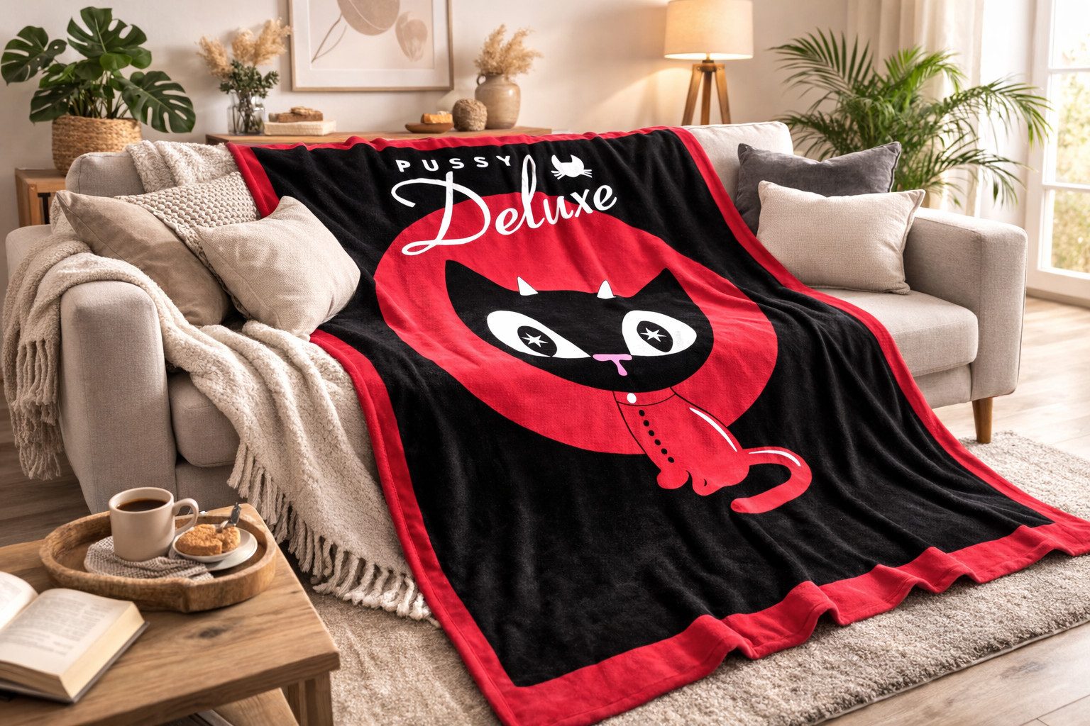 Kinderdecke Pussy Deluxe Fleecedecke Devil Kitten, 150x200 cm, Kuscheldecke, Pussy Deluxe