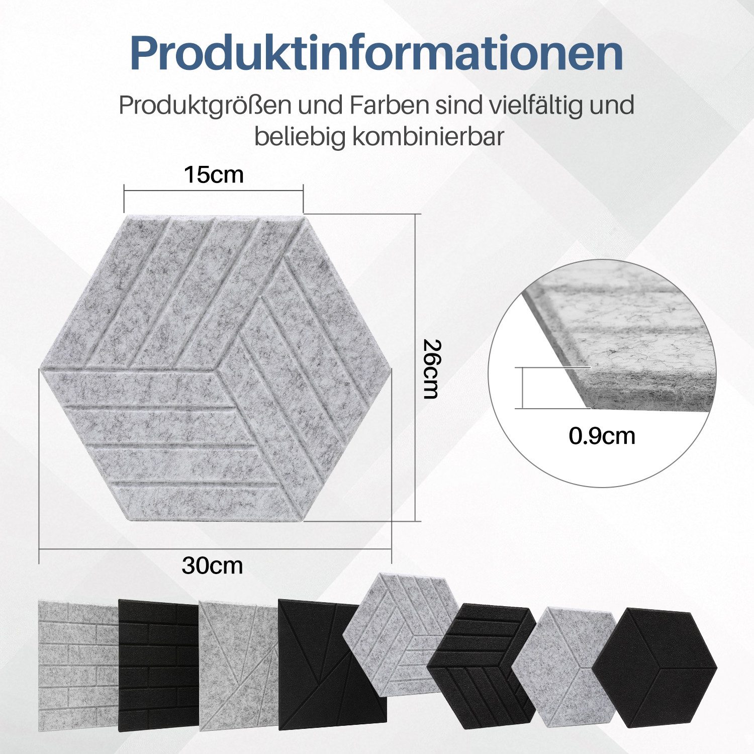 Clanmacy Akustikplatte 12 stuks Akustikplatten Hexagonal günstig online kaufen