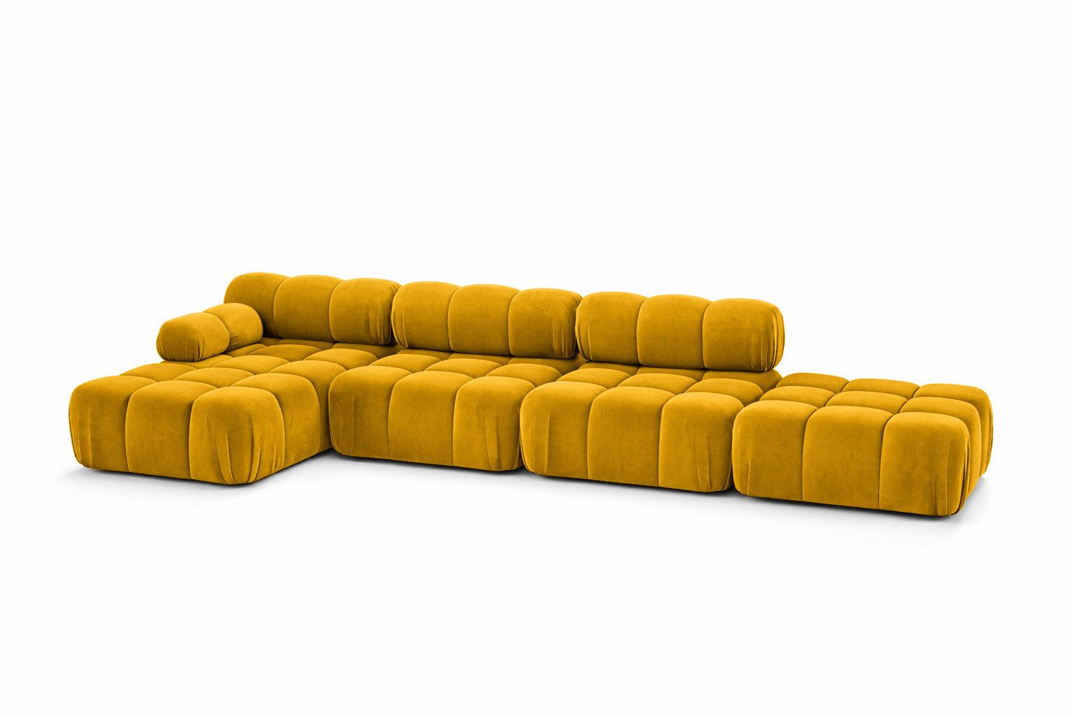 Kaiser Möbel Ecksofa XL mit Pouf modern für Wohnzimmer, Stoff Velours Salvador, SELIA, Ecksofa mit Pouf, modulares System,abgerundete Form