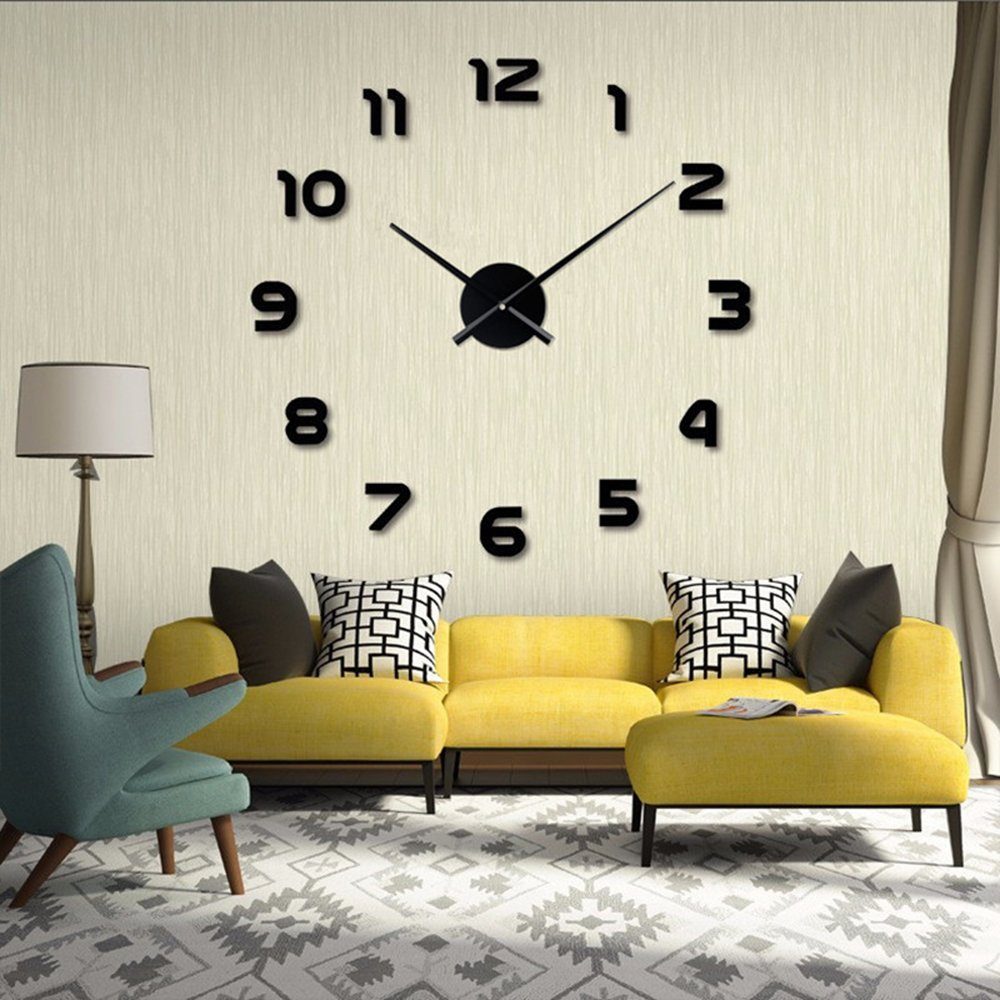 Leway Wanduhr »DIY Wanduhr Moderne Uhr, 3D-Acrylspiegel, rahmenlose Wanduhr,  leiser Wandaufkleber, Dekoration, große Wanduhr, Geschenk, kreative Uhr,  Küche, Wohnzimmer, Schlafzimmer«