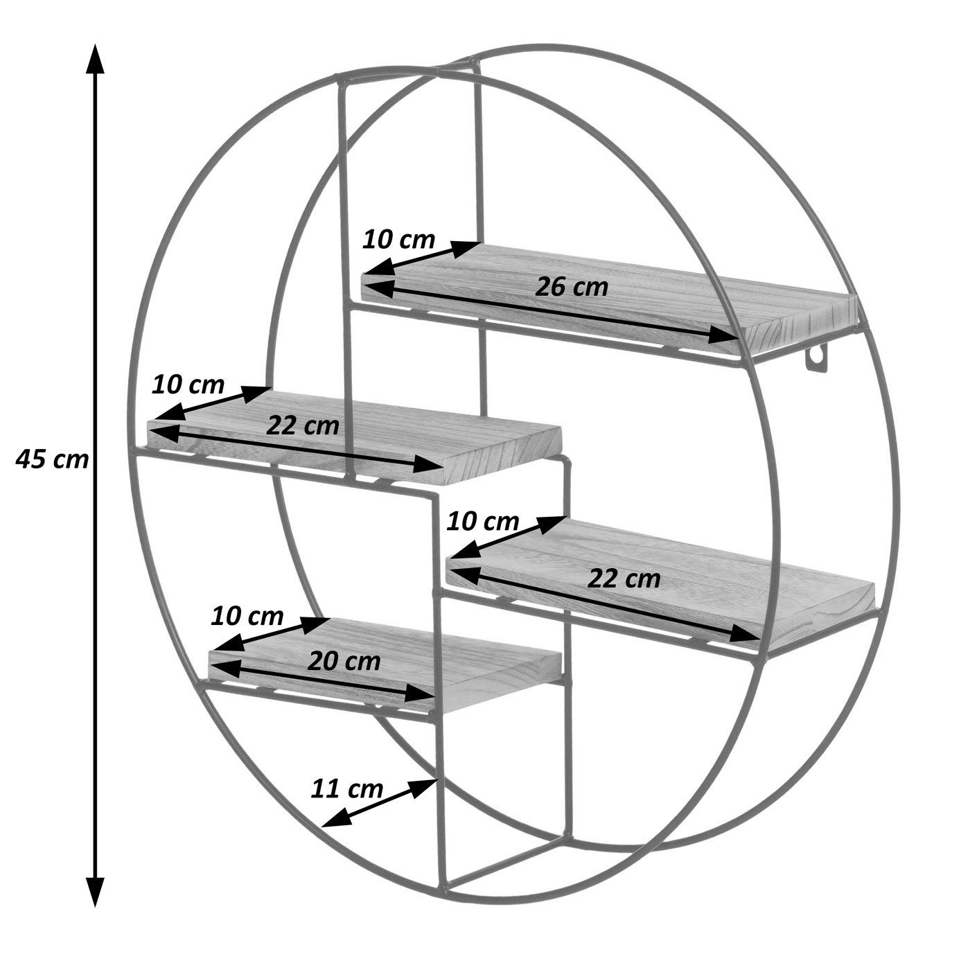 Vier natur Regalböden Wandregal MCW-K76-R, MCW