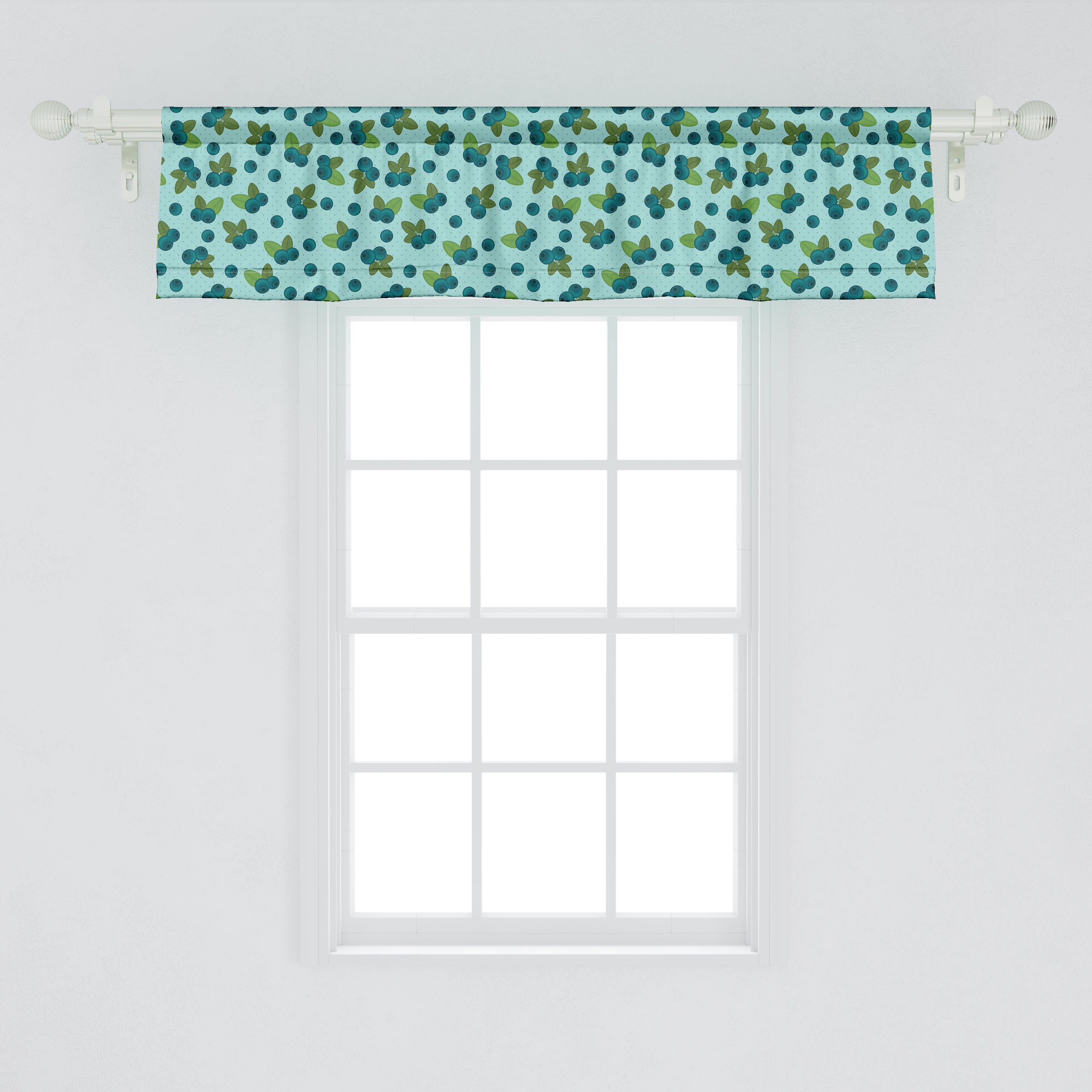 Scheibengardine Vorhang Volant mit Küche Wald Heidelbeeren Stangentasche, für Abakuhaus, Natur Dekor Schlafzimmer Botanik Microfaser