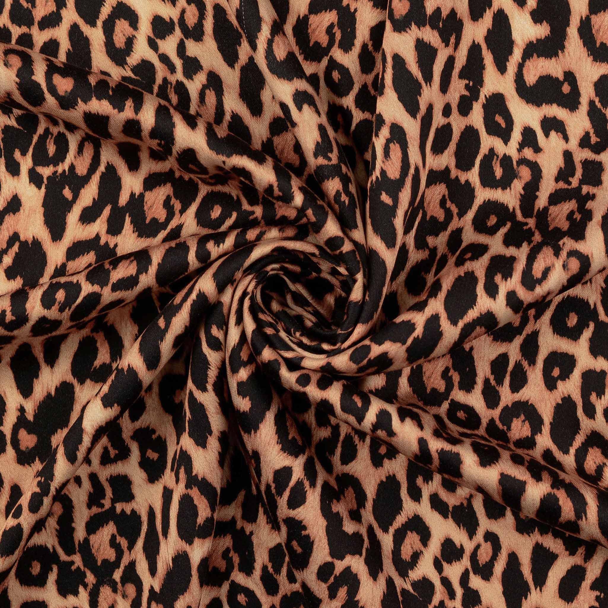 maDDma Stoff Viskose-Satin Leopard Meterware 145cm Digitaldruck Webware Blusen