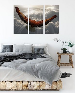 Pixxprint Leinwandbild Adler über den Wolken, Adler über den Wolken 3Teiler (120x80cm) (1 St), Leinwandbild fertig bespannt, inkl. Zackenaufhänger