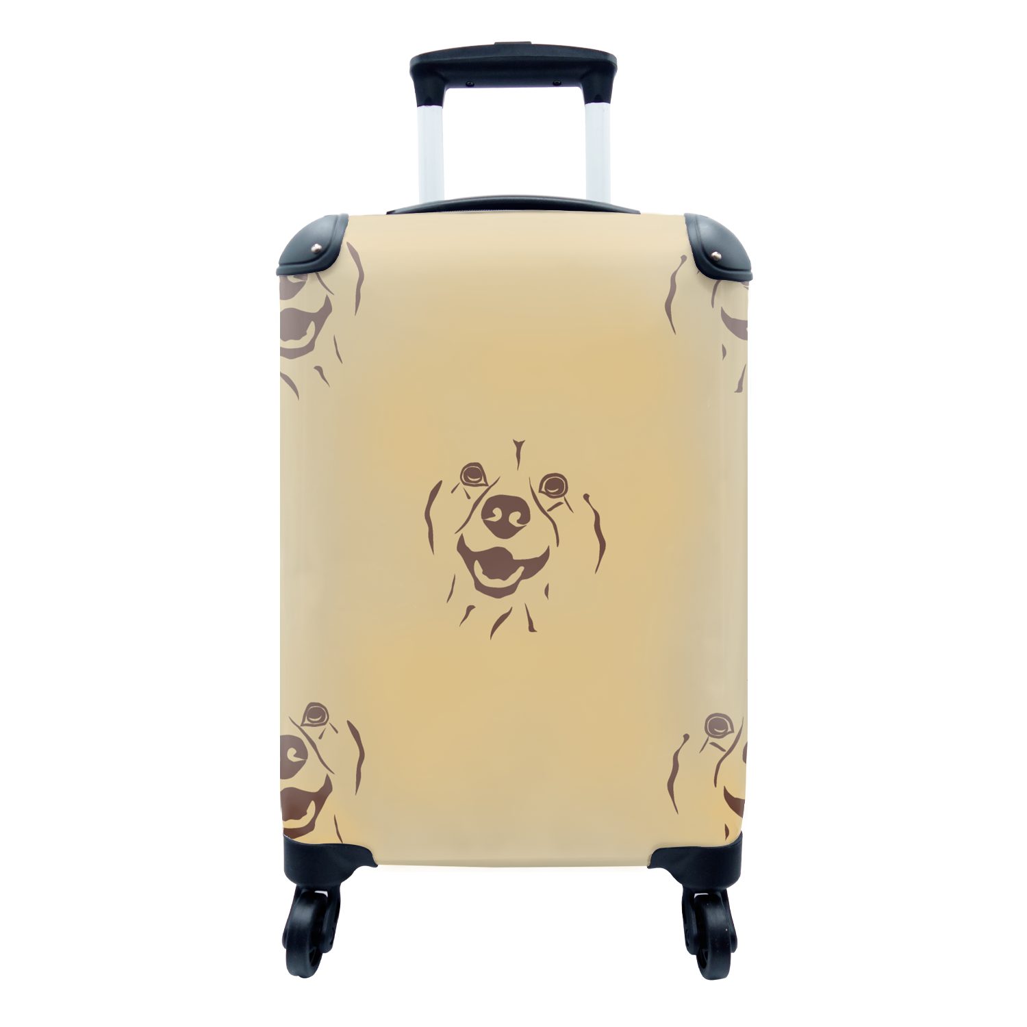 MuchoWow Handgepäckkoffer Hund - Vintage - Muster - Jungen, 4 Rollen, Reisetasche mit rollen, Handgepäck für Ferien, Trolley, Reisekoffer