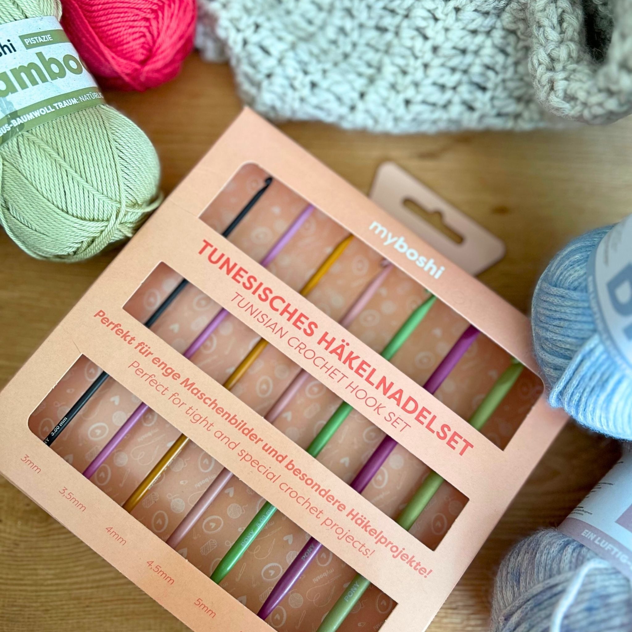 myboshi Häkelnadeln Tunesisches Häkelnadel-Set, 7 Größen, 1 St.
