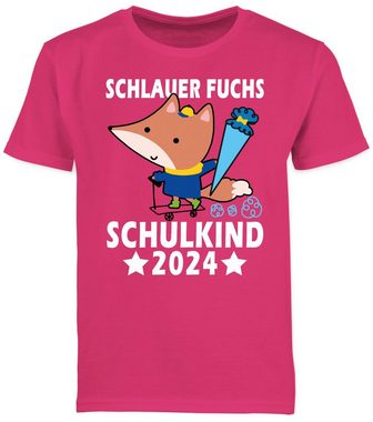 Shirtracer T-Shirt Schlauer Fuchs Schulkind 2024 Einschulung Junge Schulanfang Geschenke