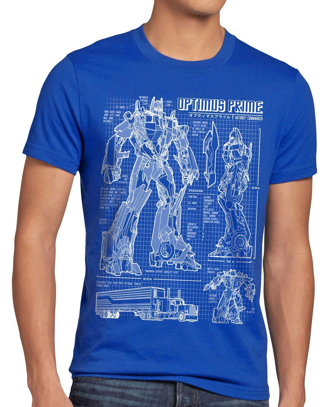style3 Print-Shirt Herren T-Shirt Optimus Prime blaupause autobot