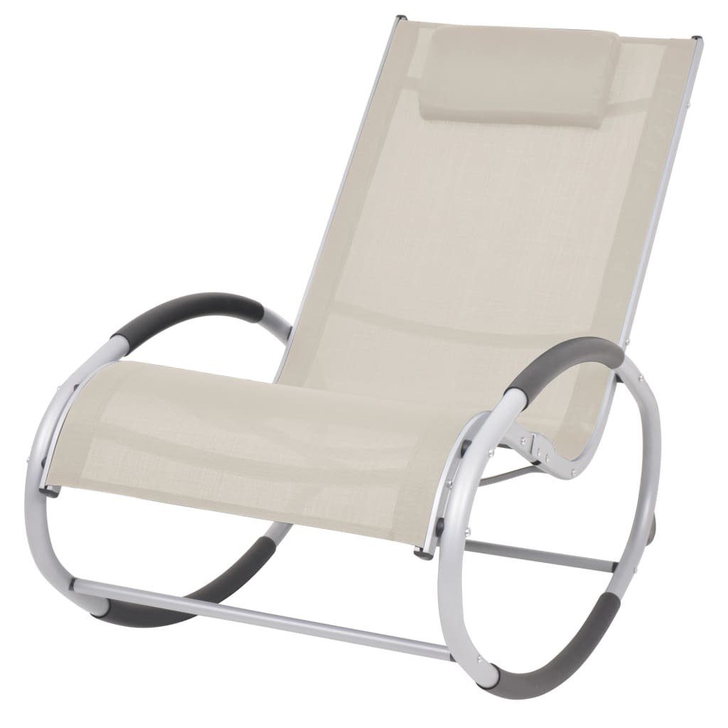 Das Produkt erfreut sich großer Beliebtheit DOTMALL Schaukelstuhl Garten Creme St) Stuhl (1 Kopfkissen, bis160kg mit