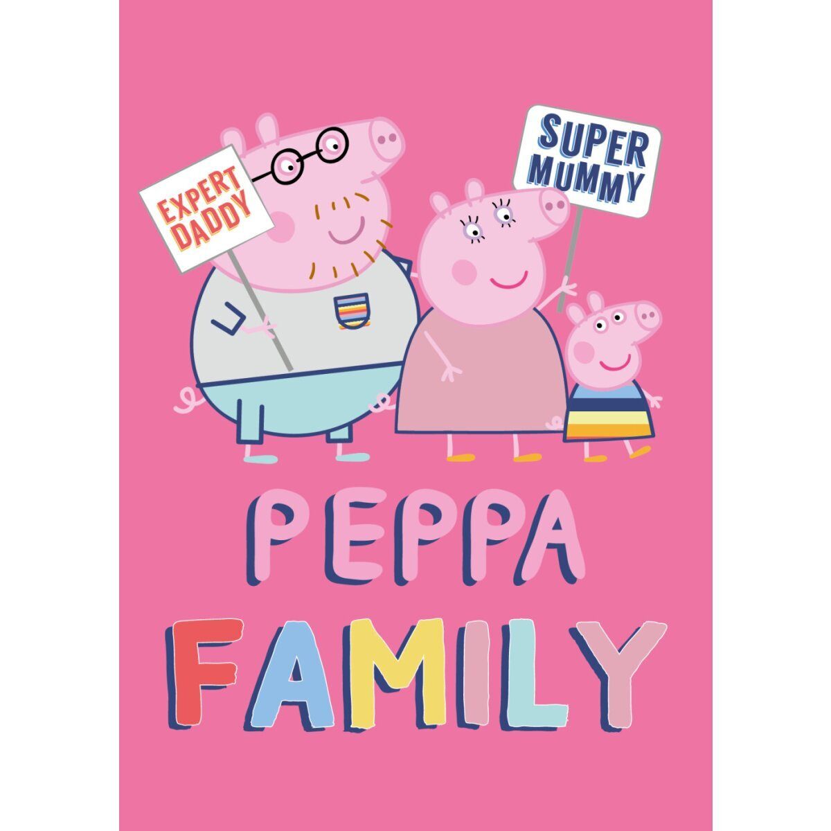 Wohndecke Peppa Wutz Fleecedecke 100x140cm Family, Peppa Pig, Geschenkidee für Mädchen und Jungen