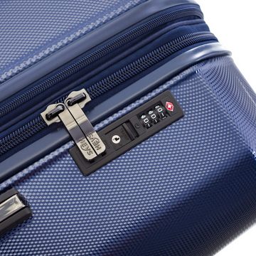 Heys Hartschalen-Trolley Eco Case, 53 cm, Navy Blau, 4 Rollen, Handgepäck-Koffer Reisegepäck zum Teil aus recyceltem Material