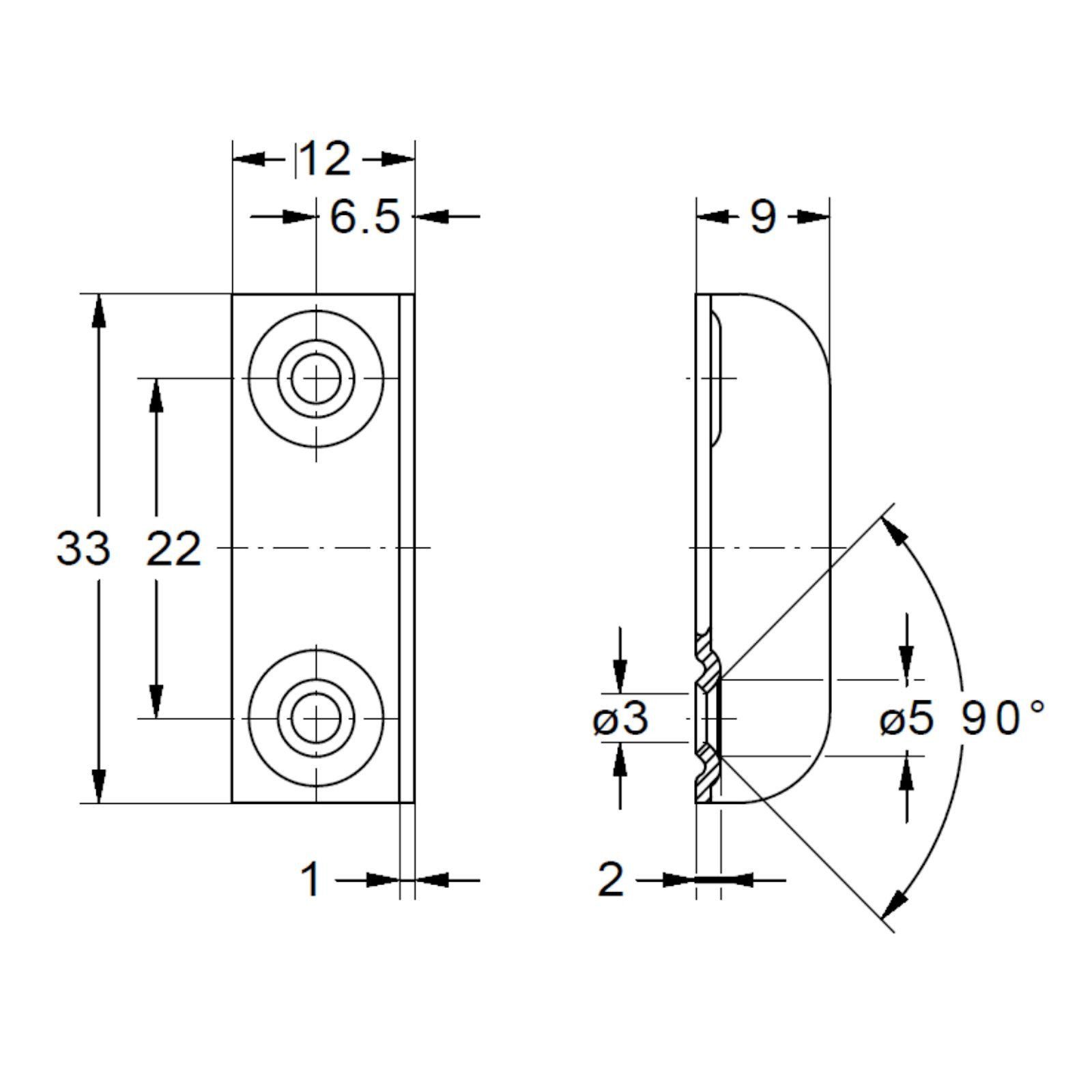 SO-TECH® Aufschraubschloss Riegelschloss Dornmaß 25 mm verschiedenschließend, 1-tlg., Möbelschloss inkl. Schließblech