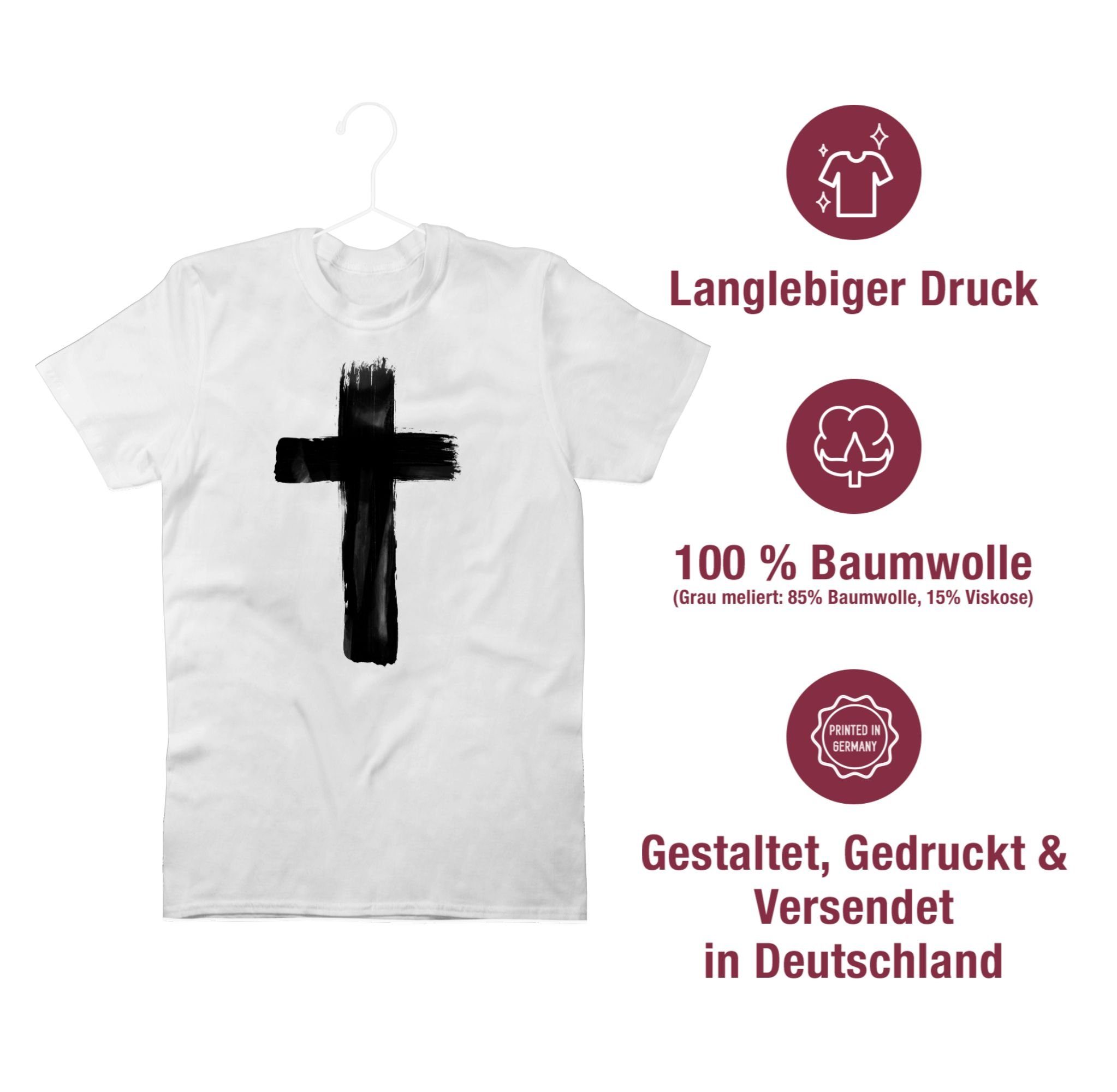 Shirtracer T-Shirt Kreuz Outfit 2 Weiß Zeichen und Symbol Vintage
