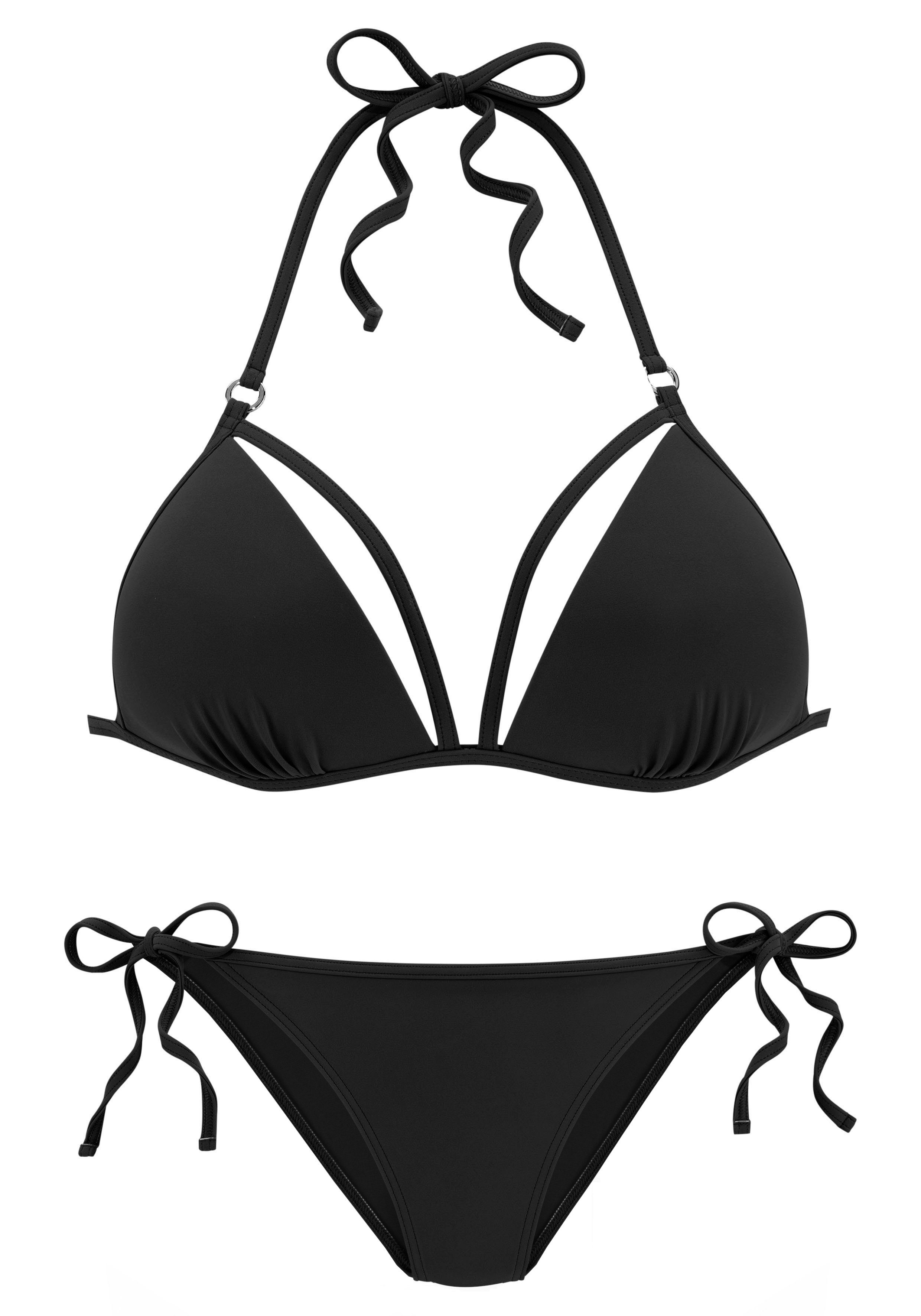 Zierstraps Triangel-Bikini Push-up-Effekt schwarz und Vivance mit