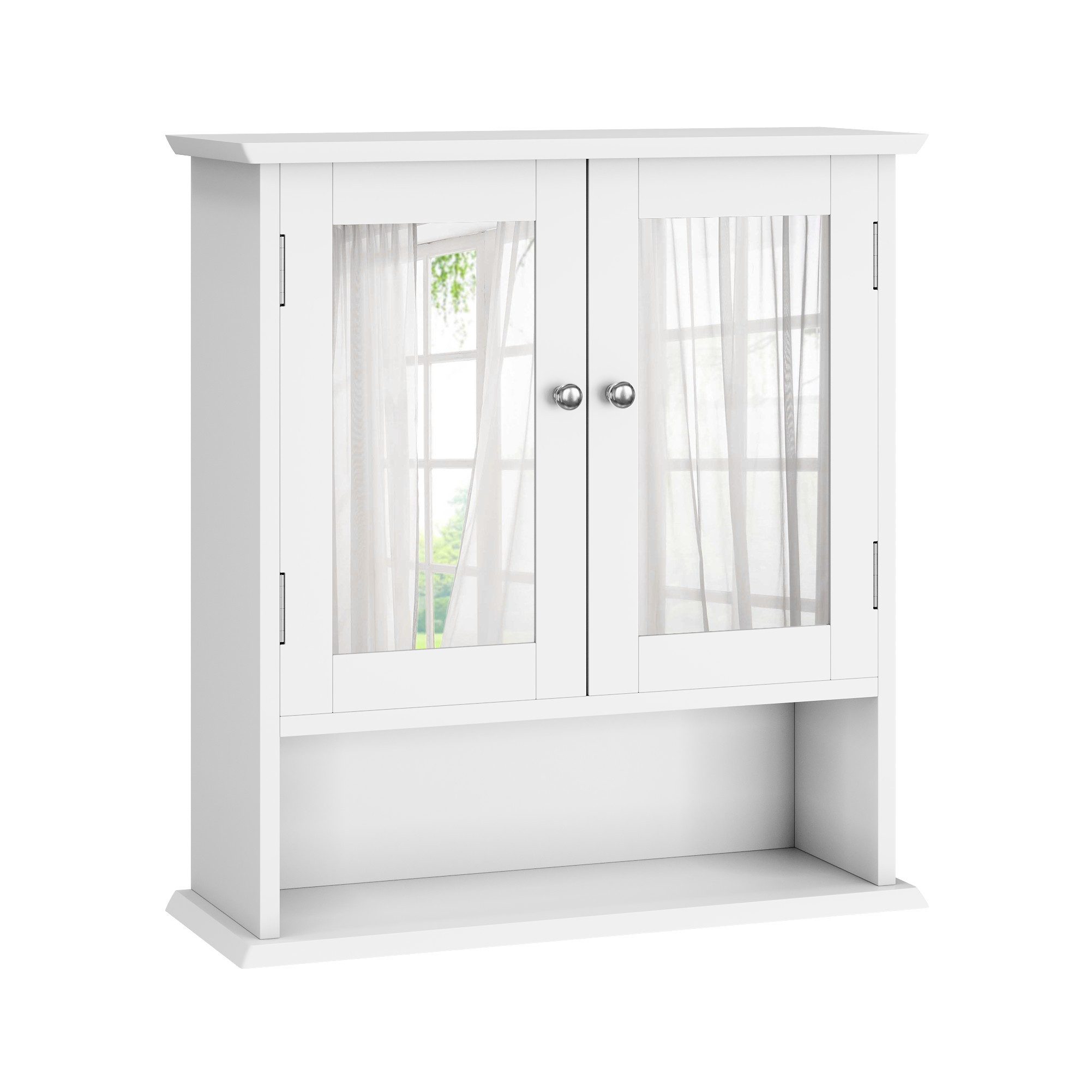 Badkommode Badkommode mit Spiegel – Wand-Badezimmerschrank, 54,6×19,8×60 cm