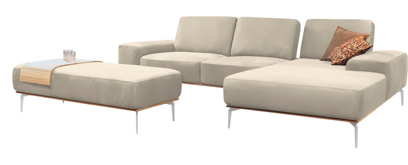 W.SCHILLIG Ecksofa »run«, mit elegantem Holzsockel, Füße in Chrom glänzend, Breite 319 cm-kaufen