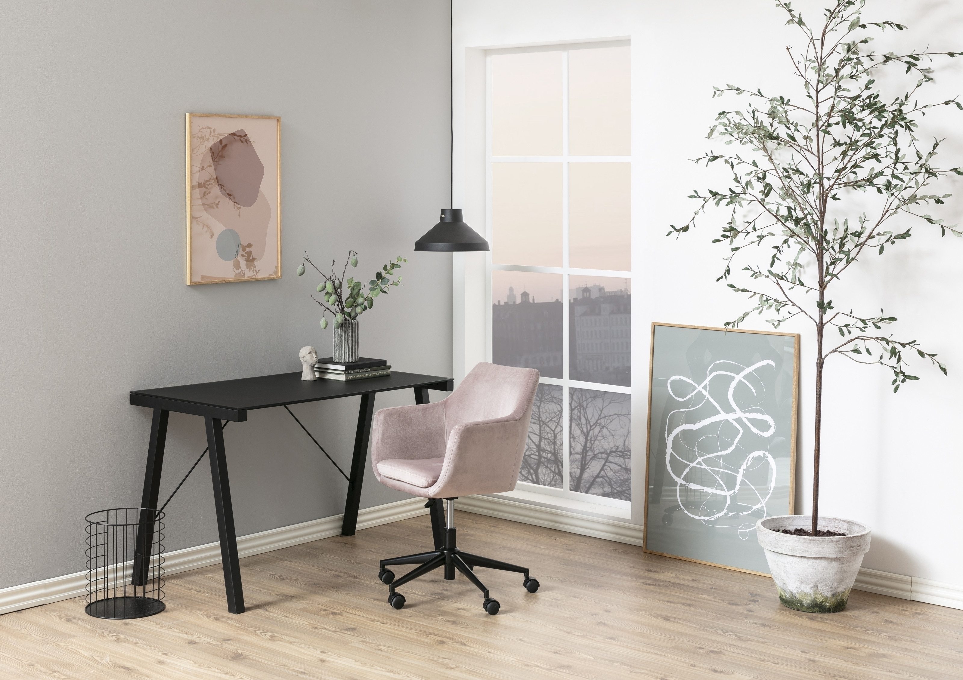 freiraum Schreibtischstuhl Nora, in dusty rose, Polyester, Stahl - 58x91x58cm (BxHxT)
