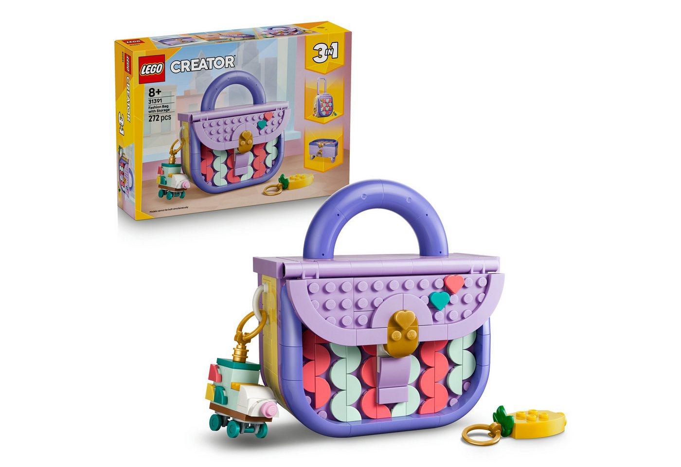 LEGO® Modische Tasche mit Staufach (31391), LEGO Creator Konstruktionsspielsteine, (272 St), Made in Europe