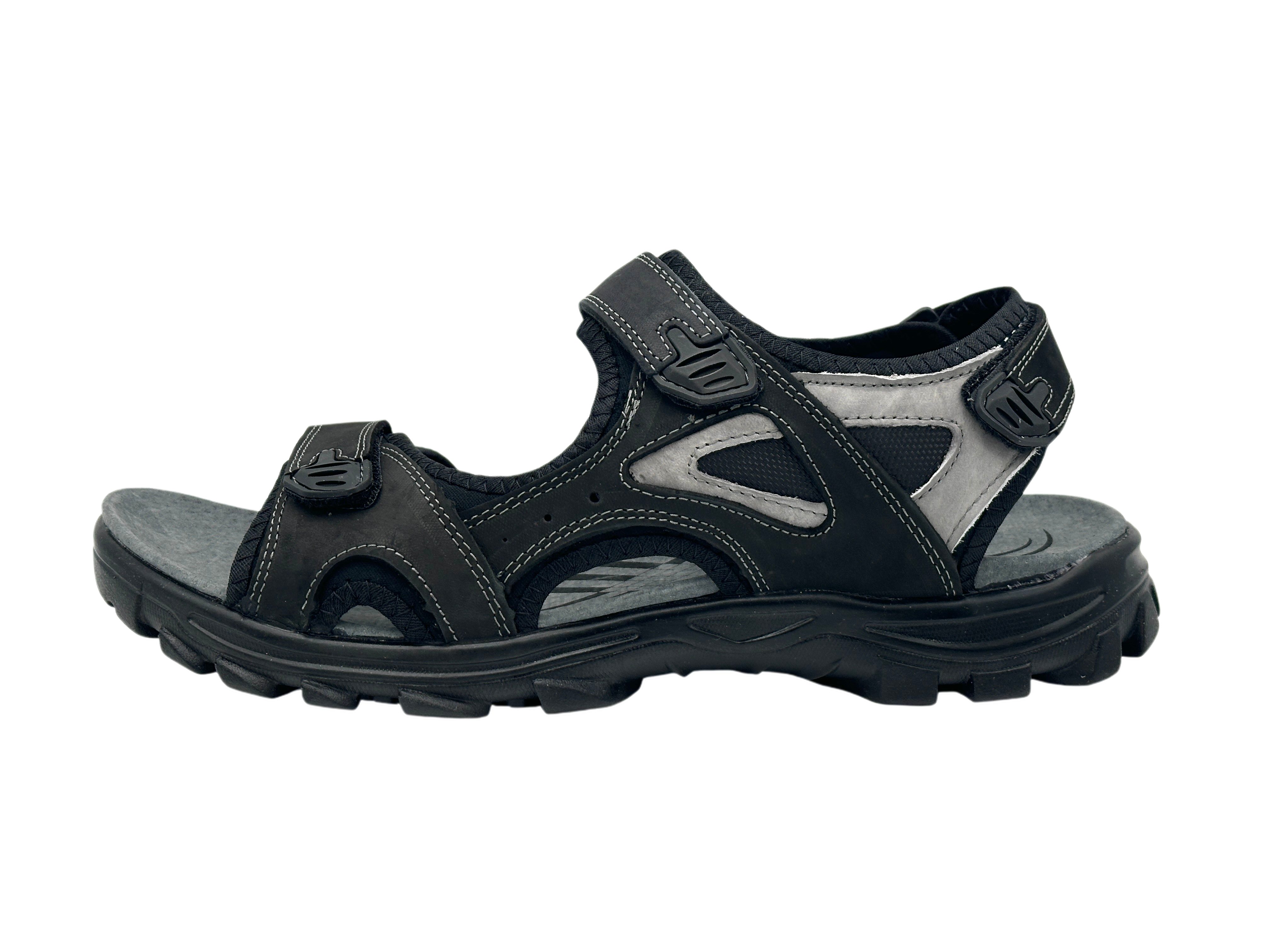 Nowaland Herren Trekkingsandalen aus Leder mit Klettverschluss Trekkingsandale Robuste Trekkingsandalen mit rutschfester Sohle und gepolsterter Sohle