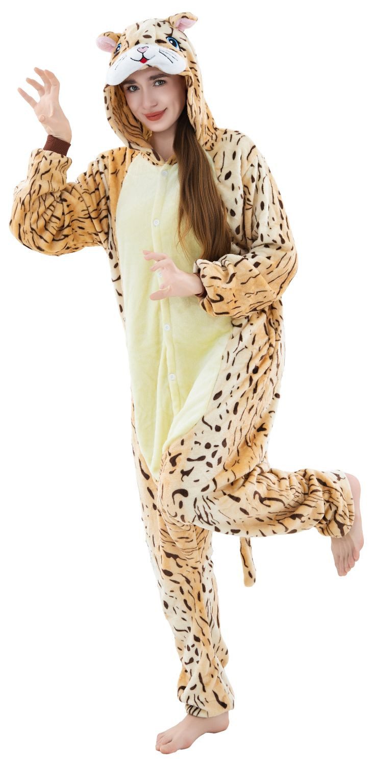 Corimori Partyanzug Onesie Ganzkörper Kostüm für Erwachsene, Katzen-Kostüm Damen Herren Karneval Tier-Kostüme Katze Orange,M