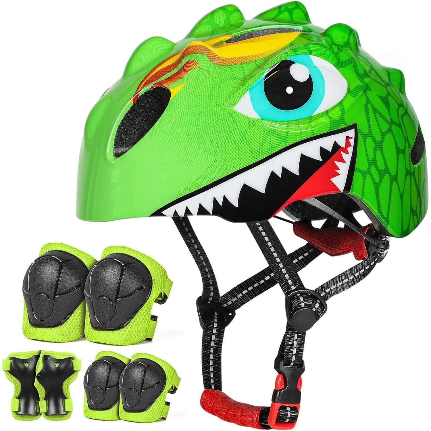 LuxusKollektion Kinderfahrradhelm Fahrradhelm Kinder Cartoon 3D Grün Skateboard Rollschuh Jungen Mädchen