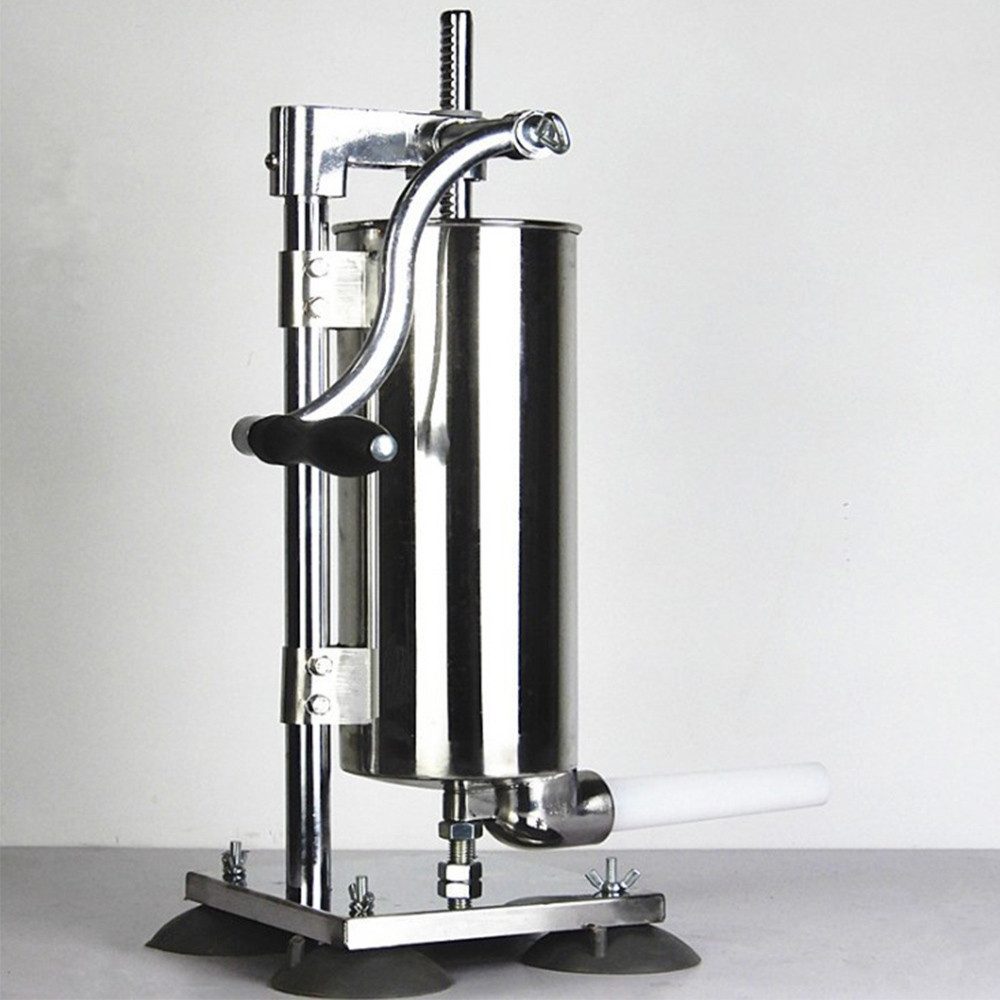 JEOBEST Fleischwolf Wurstfüller Füllmaschine Wurstmaschine Wurstspritze, 4L, 4 Füllrohre, Handkurbel