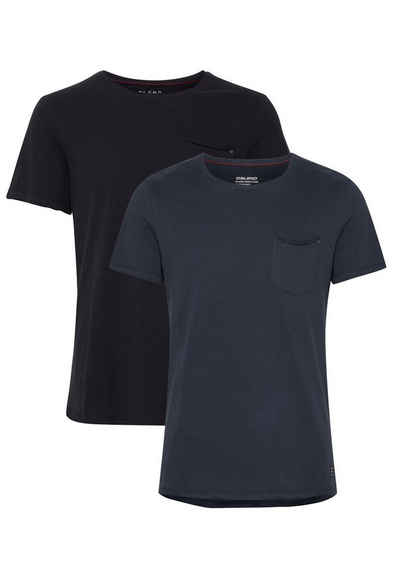 Blend T-Shirt Einfarbiges Rundhals T-Shirt 2er Stück Set BHNOEL (1-tlg) 4033 in Schwarz-Blau