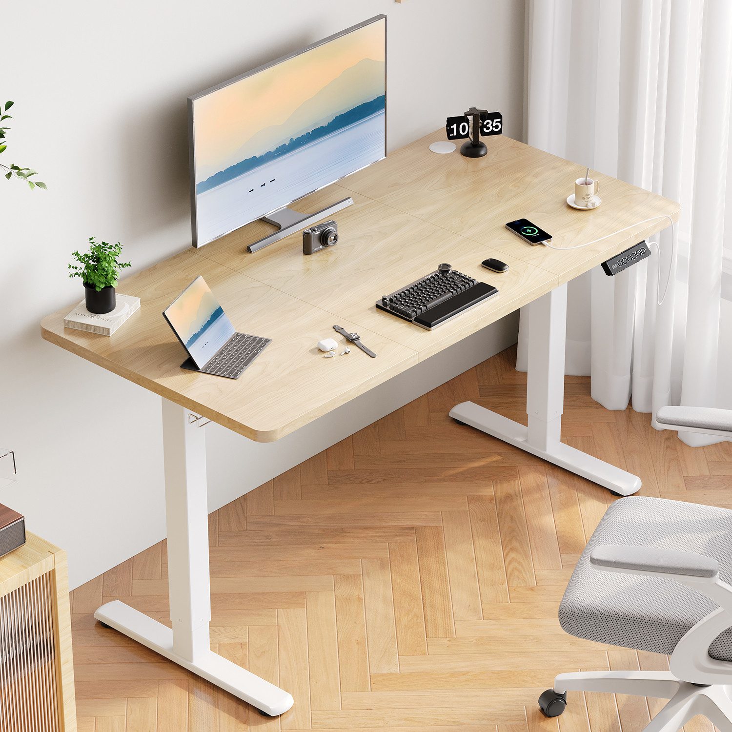 HOMALL Schreibtisch Höhenverstellbarer mit USB-Ladefunktion und günstig online kaufen