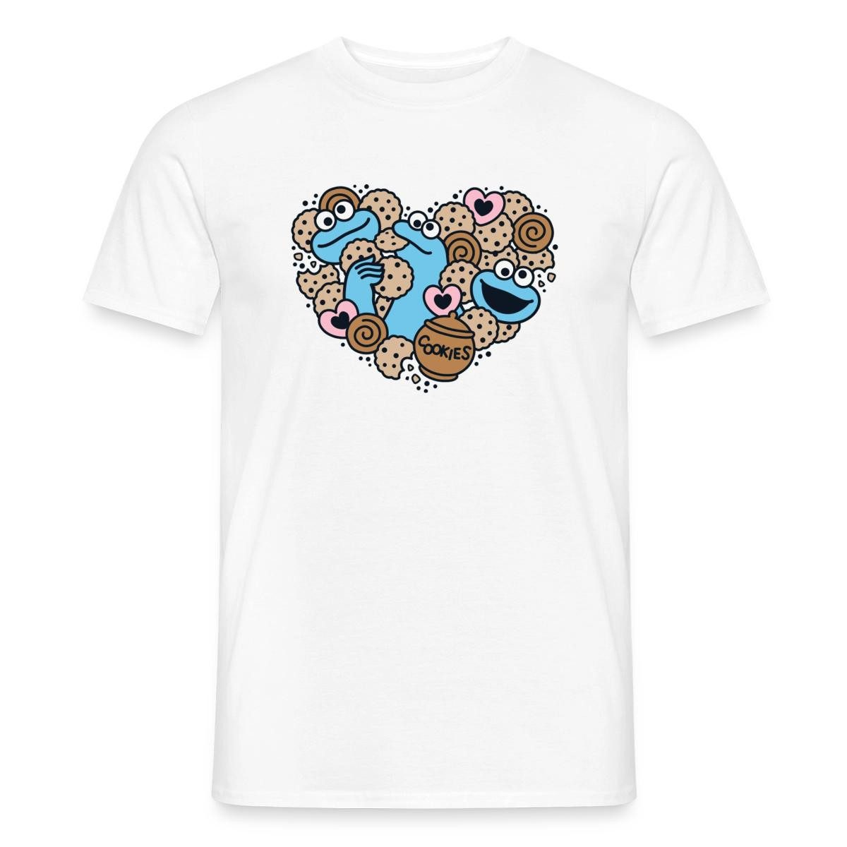 Spreadshirt T-Shirt Sesamstraße Herz Mit Krümelmonster Männer T-Shirt (1-tlg)