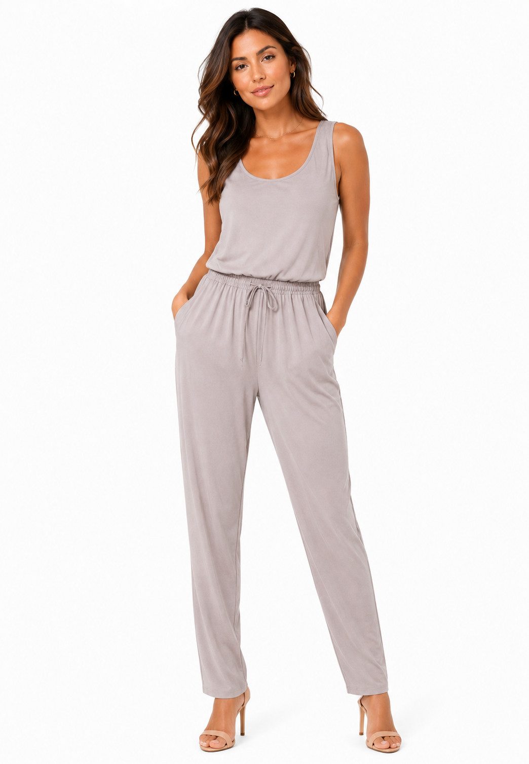 SUBLEVEL Overall Damen Overall Jumpsuit lange Hose Sommer Binde Gürtel Einteiler