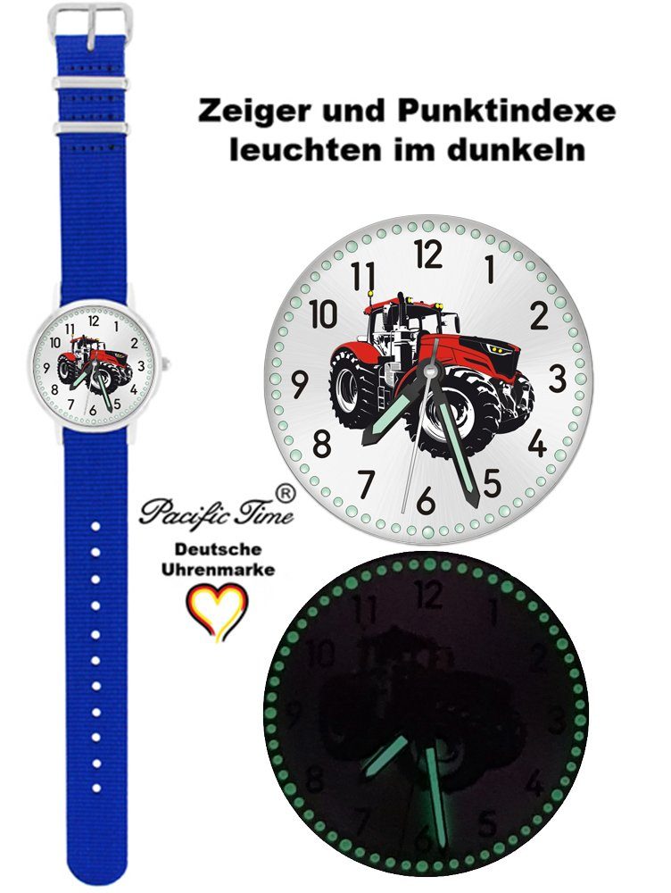 Pacific Time Quarzuhr Kinder Armbanduhr Traktor rot Wechselarmband, Mix und Match Design - Gratis Versand