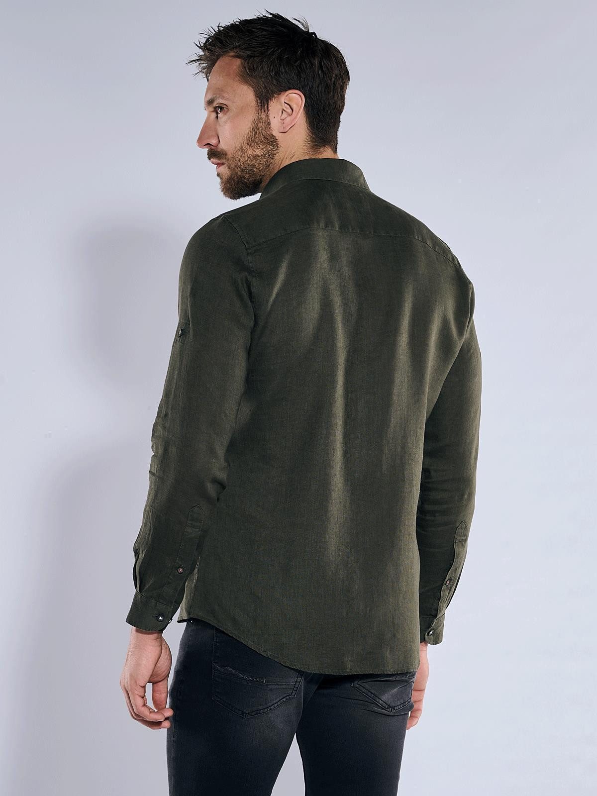 emilio adani Langarmhemd emilio adani Herren Langarm-Hemd uni, Oliv