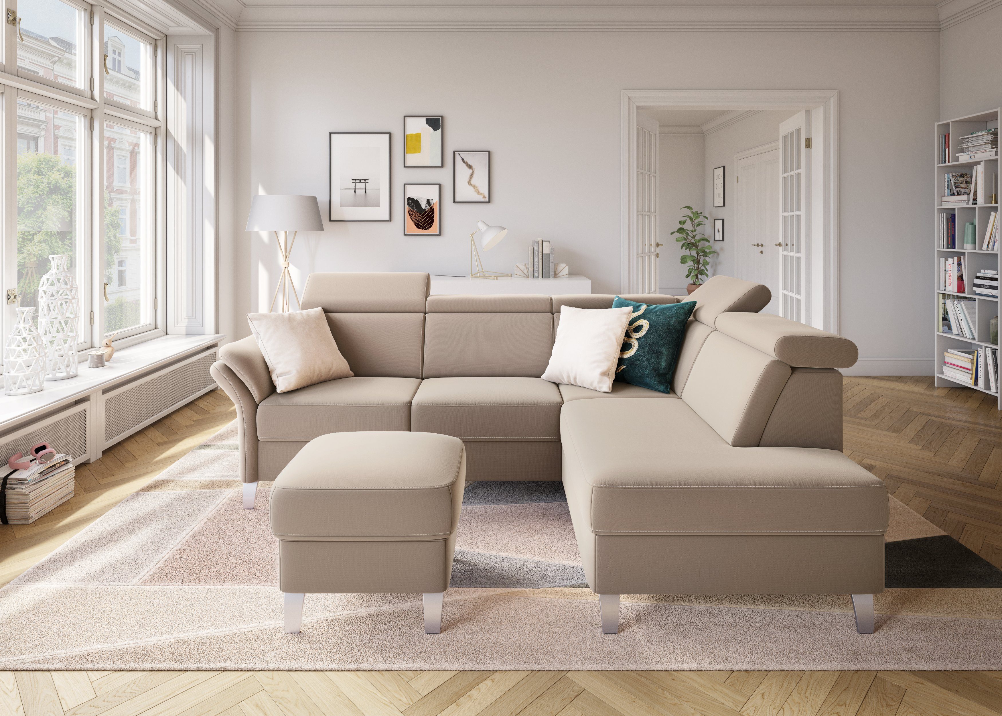 sit&more Ecksofa Vincenzo L-Form, inklusive Kopfteilverstellung, wahlweise mit Bettfunktion, Bettkasten