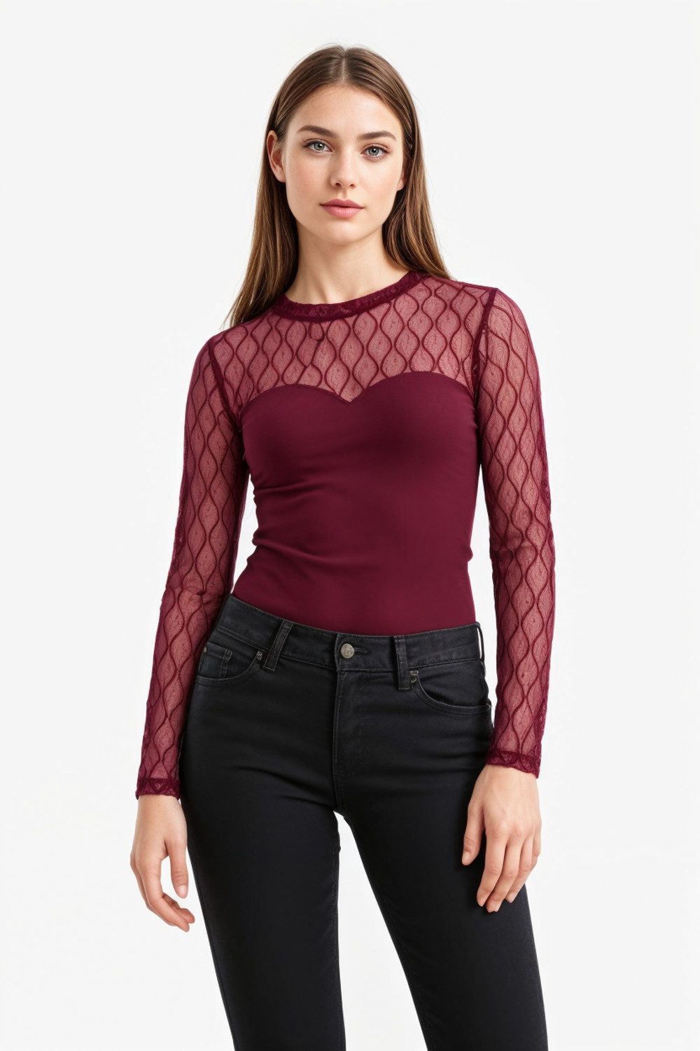 ONLY Spitzenshirt ONLSALINA L/S LACE MIX TOP JRS günstig online kaufen
