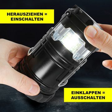 Krüger & Gregoriades LED Gartenleuchte 24 LED Lampe Batteriebetrieben - Campinglampe Schwarz, LED fest integriert, kaltweiß, Notfalllampe, Campingleuchte, Pop up Laterne