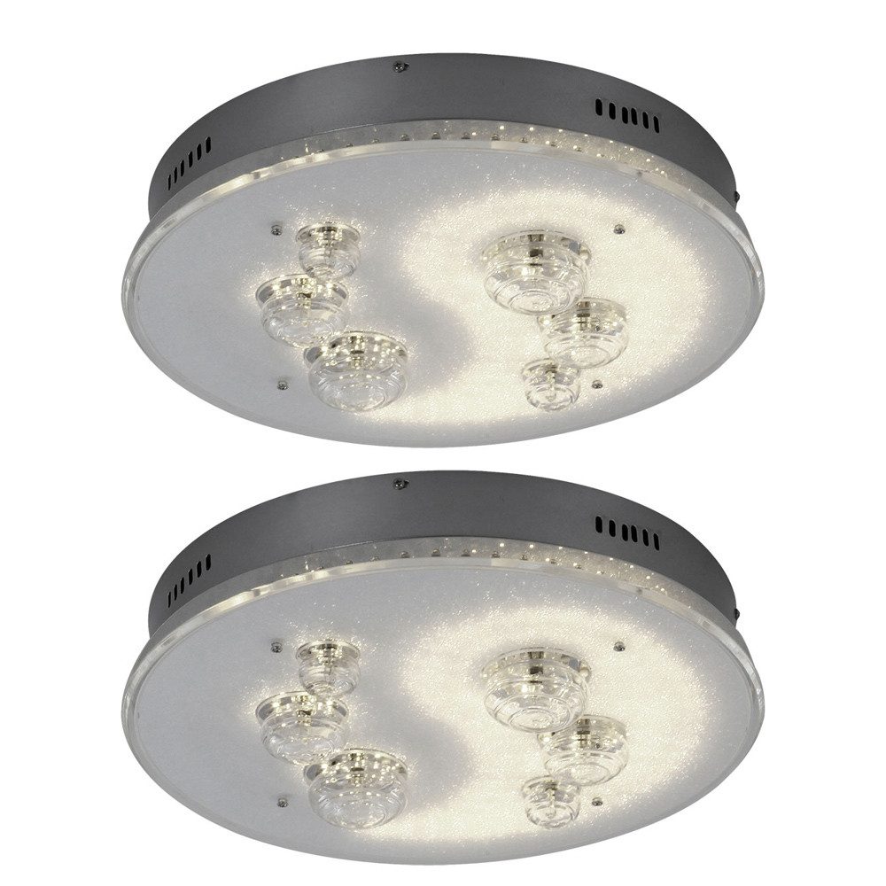 GLOBO LIGHTING LED Deckenleuchte, Leuchtmittel nicht inklusive, LED Deckenlampe Wohnzimmerleuchte Metall silber Fernbedienung D 43 cm