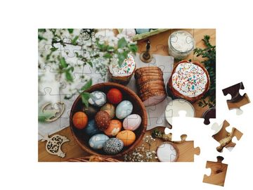 puzzleYOU Puzzle Osterfrühstück mit Ostereiern und Schinken, 48 Puzzleteile, puzzleYOU-Kollektionen Festtage