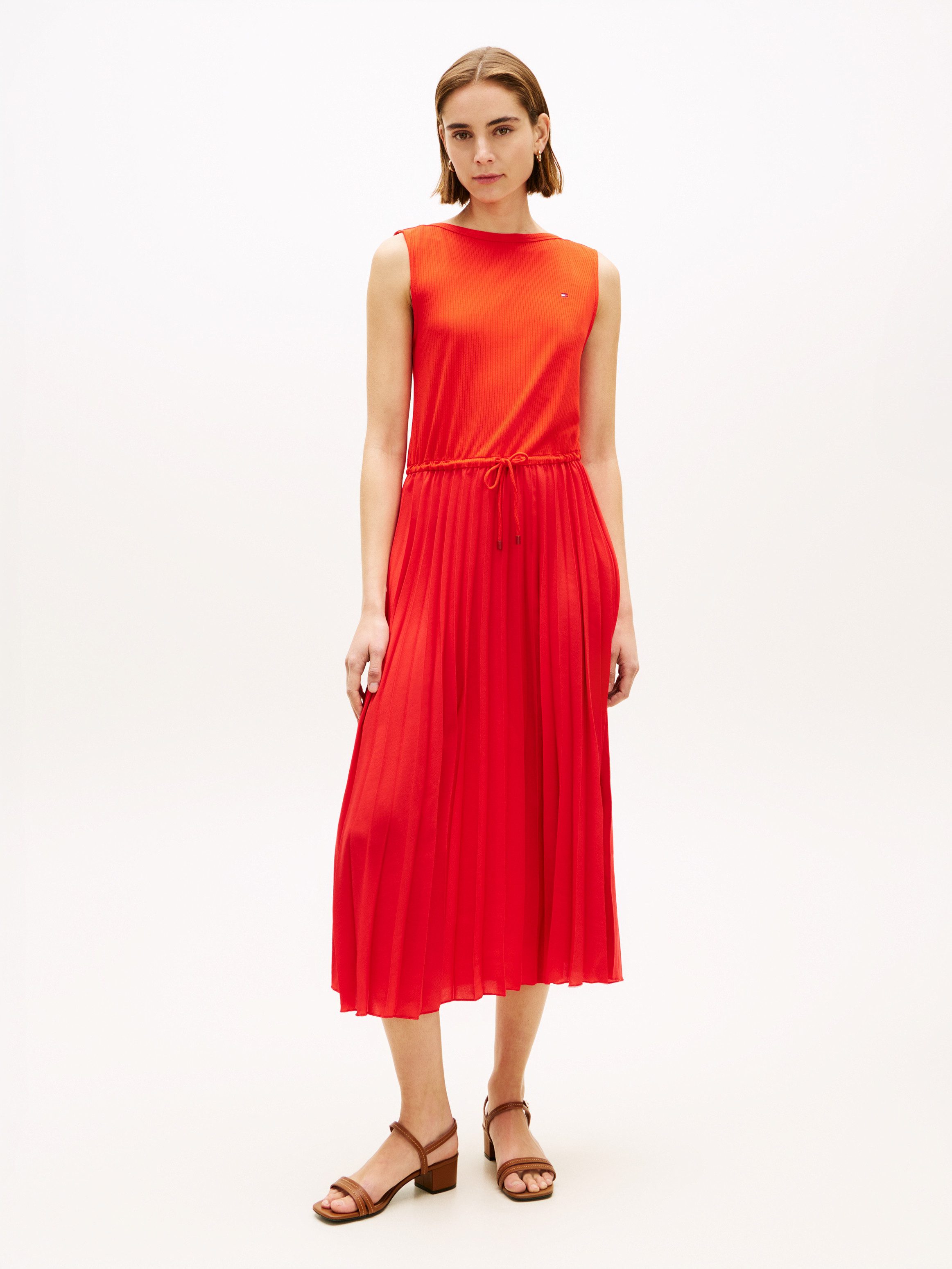 Tommy Hilfiger Strickkleid 5X2 SLASH-NK MIX MEDIA DRS mit feinen Rippen günstig online kaufen