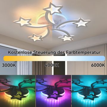 WILGOON LED Deckenleuchte LED Deckenleuchte Dimmbar 54W Hauptlicht + RGB Hintergrundbeleuchtung, LED fest integriert, kaltweiß, neutralweiß, warmweiß, RGB, Lampen Schlafzimmer mit Fernbedienung für Schlafzimmer Wohnzimmer Büro