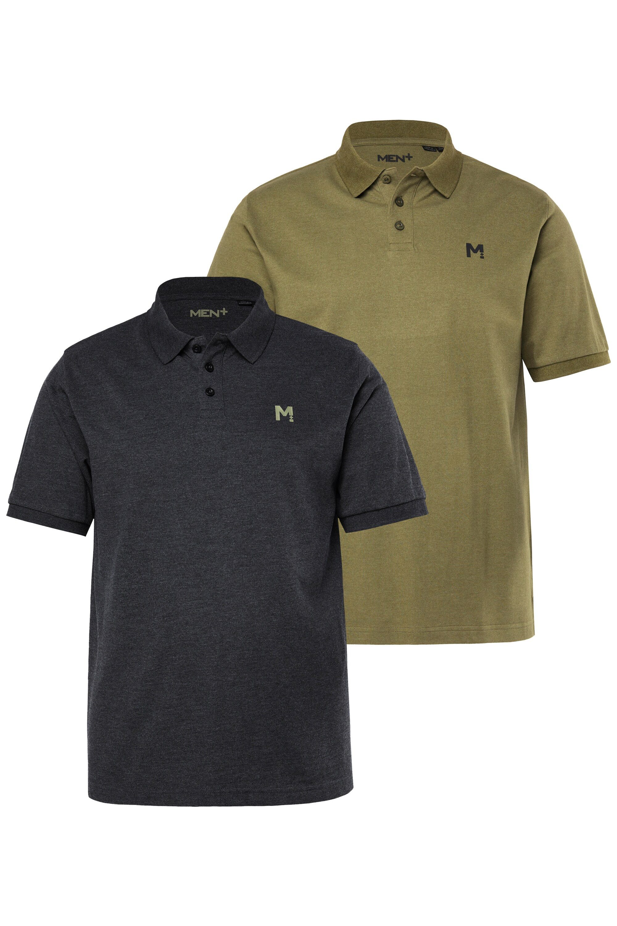 Men Plus Poloshirt Men+ Poloshirts 2er-Pack Basic Piqué Halbarm günstig online kaufen