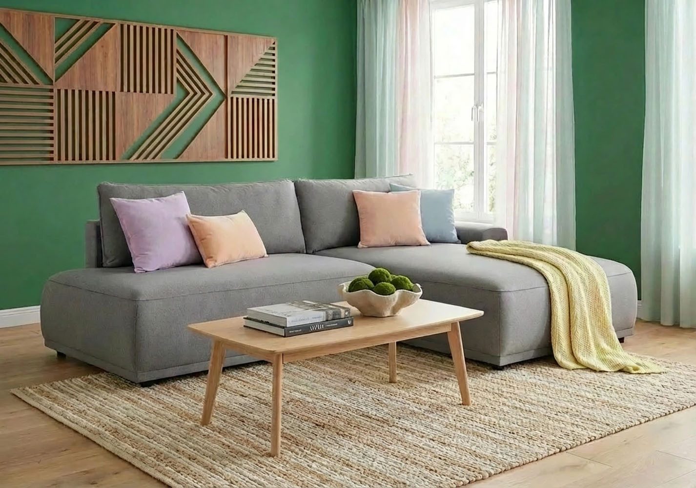 TRENDMANUFAKTUR Ecksofa Fordon II, Schlafsofa mit Bettkasten, Couch in L-Form, Breite 250 cm, in Struktur LUMOS, 3D-Effekt, anthrazit, Armlehne rechts