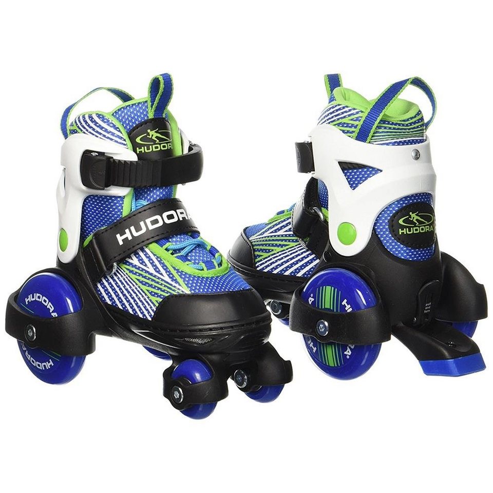 Hudora Rollschuhe 22040 My First Quad Boy Gr. 26-29, 4 Größen,  Push-Lock-Schnallen, für Jungen, Blau, Schlagsicheres PP-High-Impact  Chassis mit Nylon verstärkt